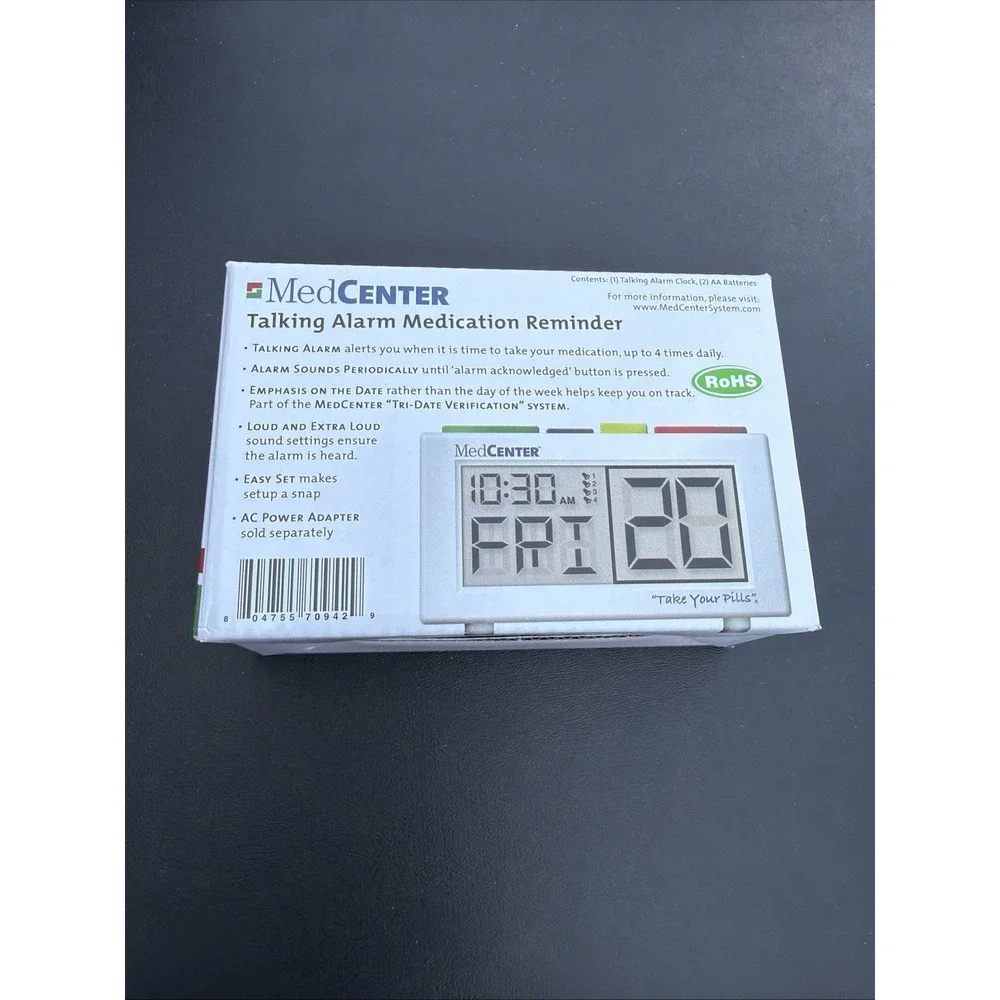 MedCenter Talking Alarm Clock and Medication Reminder New NIB